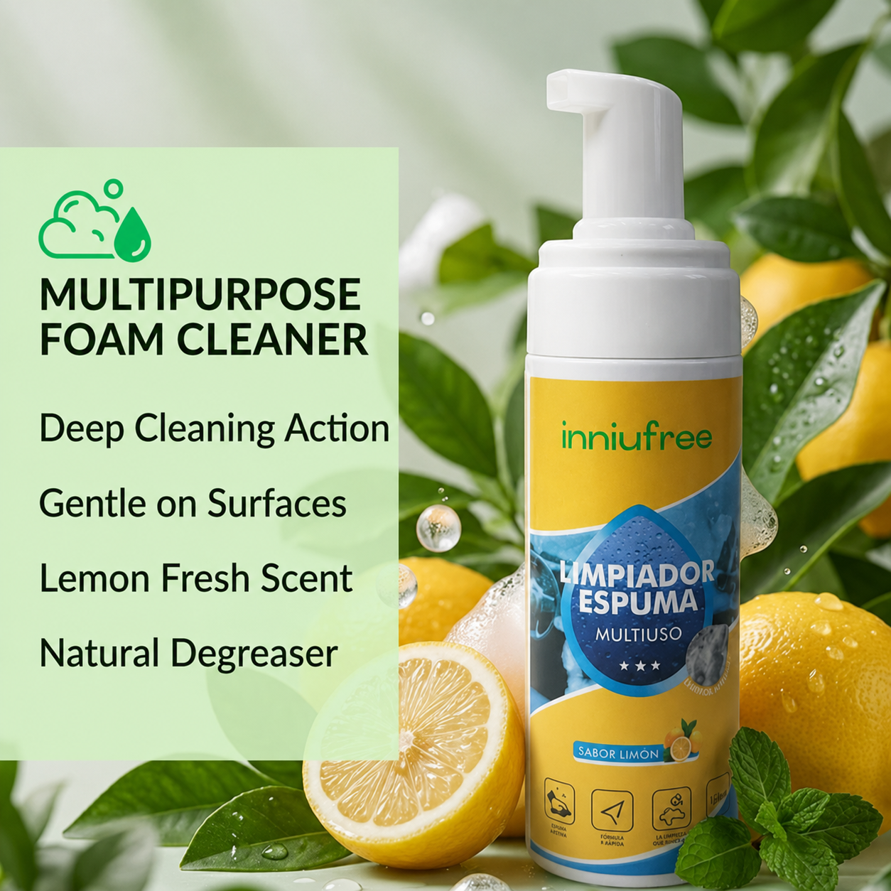 ๐งด4-in-1 Multi-Enzyme Foam Cleaner โ Deep Clean Car, Kitchen, Bathroom & Sofa