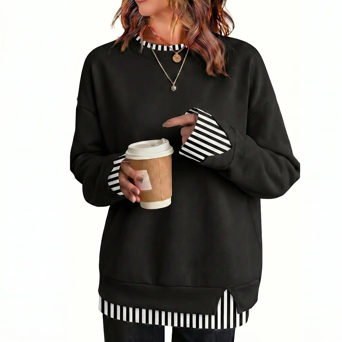 Women's Oversized Layered-Look Crewneck Sweatshirt - product image 7
