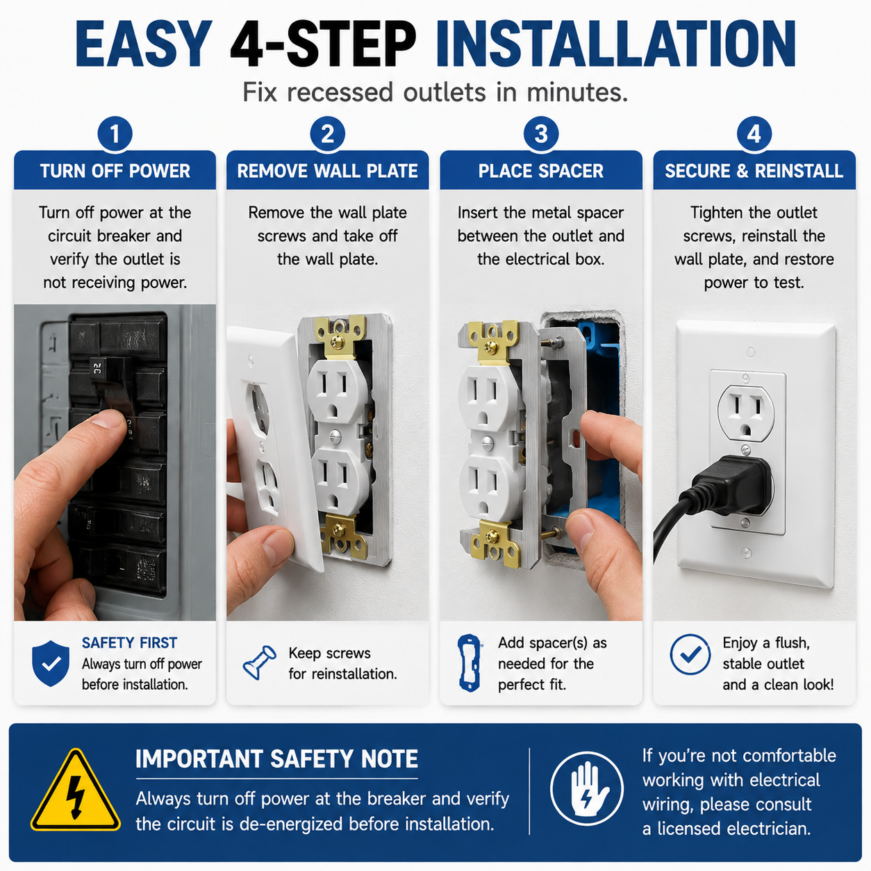 Outlet Repair Spacers – Fix Small Outlet Problems Before They Become Expensive Repairs