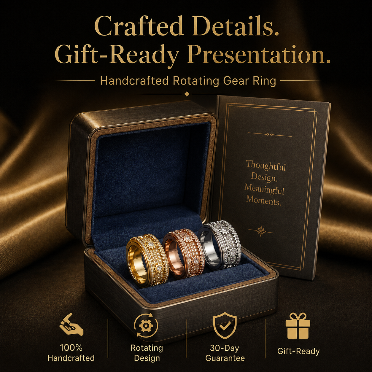 100% Handcrafted Rotating Gear Ring – Fine Artisan Jewelry