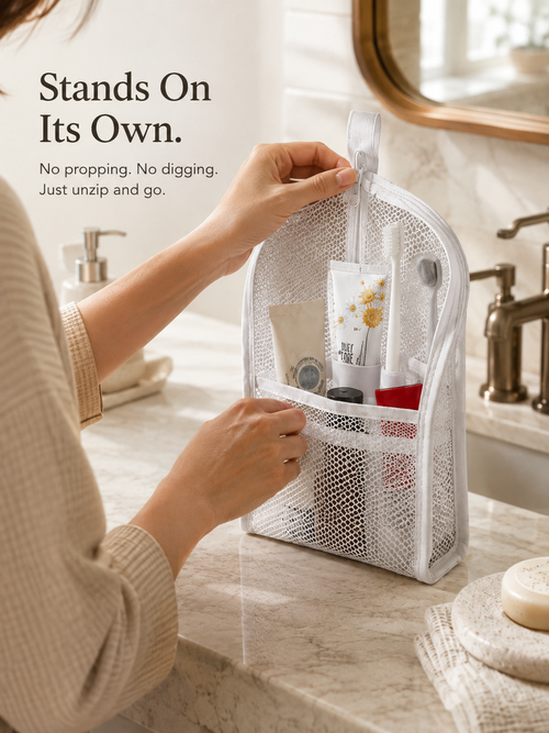 Self-Standing Travel Toiletry Pouch – Upright Organizer