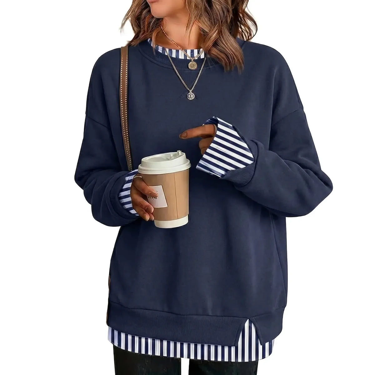 Women's Oversized Layered-Look Crewneck Sweatshirt - product image 1