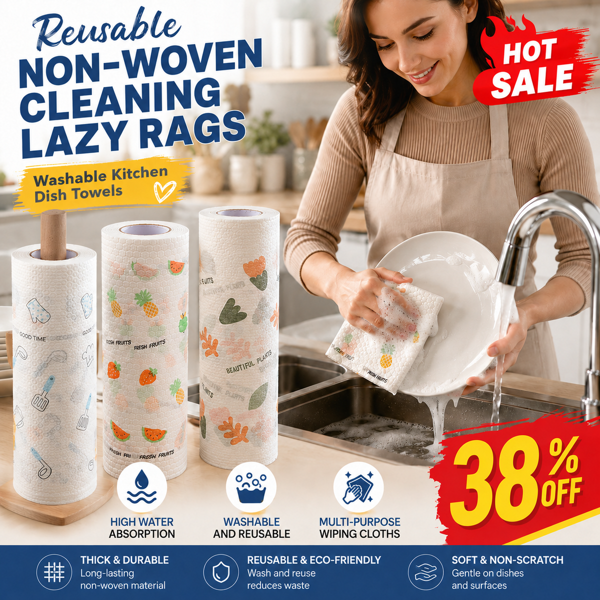 Reusable Non-Woven Cleaning Lazy Rags