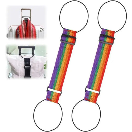 ✈️ Travel Made Easy | 2-Pack Multi-Use Strong Adjustable Rainbow Luggage Connector Straps 🌈