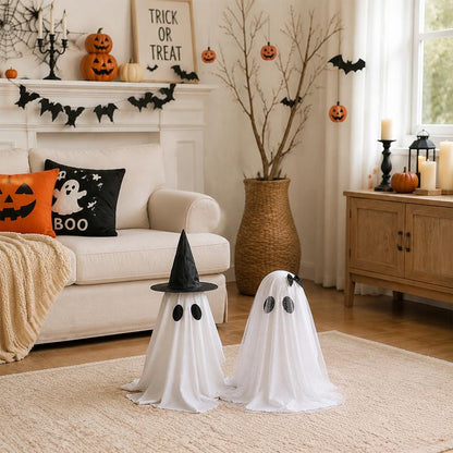 👻 2-Pack 18.7" Light-Up Halloween Ghosts – Adjustable LED Spooky Yard & Home Decor 🎃