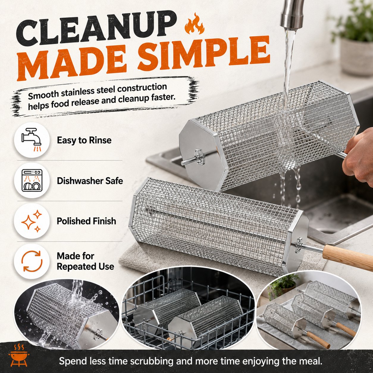 🍢 Rolling Grill Baskets | No More Burnt Veggies—Grill Perfectly Every Time! 🔥