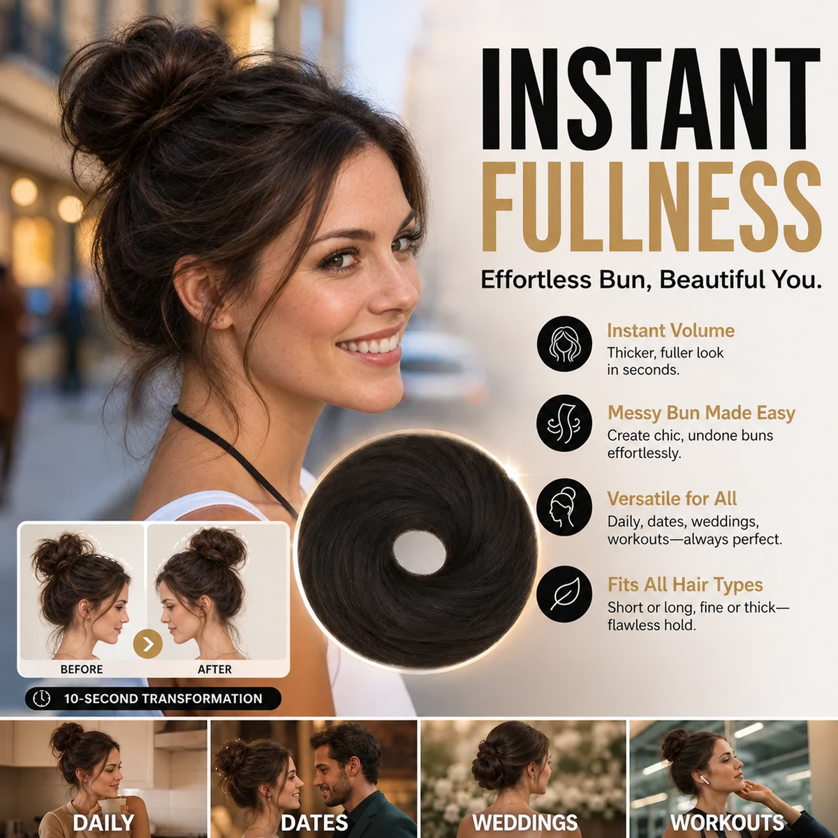 🏆🔥✨ Create a chic, effortless bun in no time at all 💖