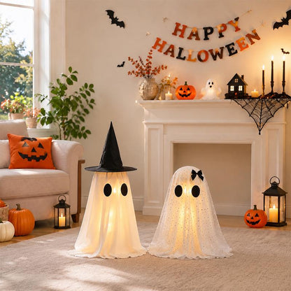 👻 2-Pack 18.7" Light-Up Halloween Ghosts – Adjustable LED Spooky Yard & Home Decor 🎃