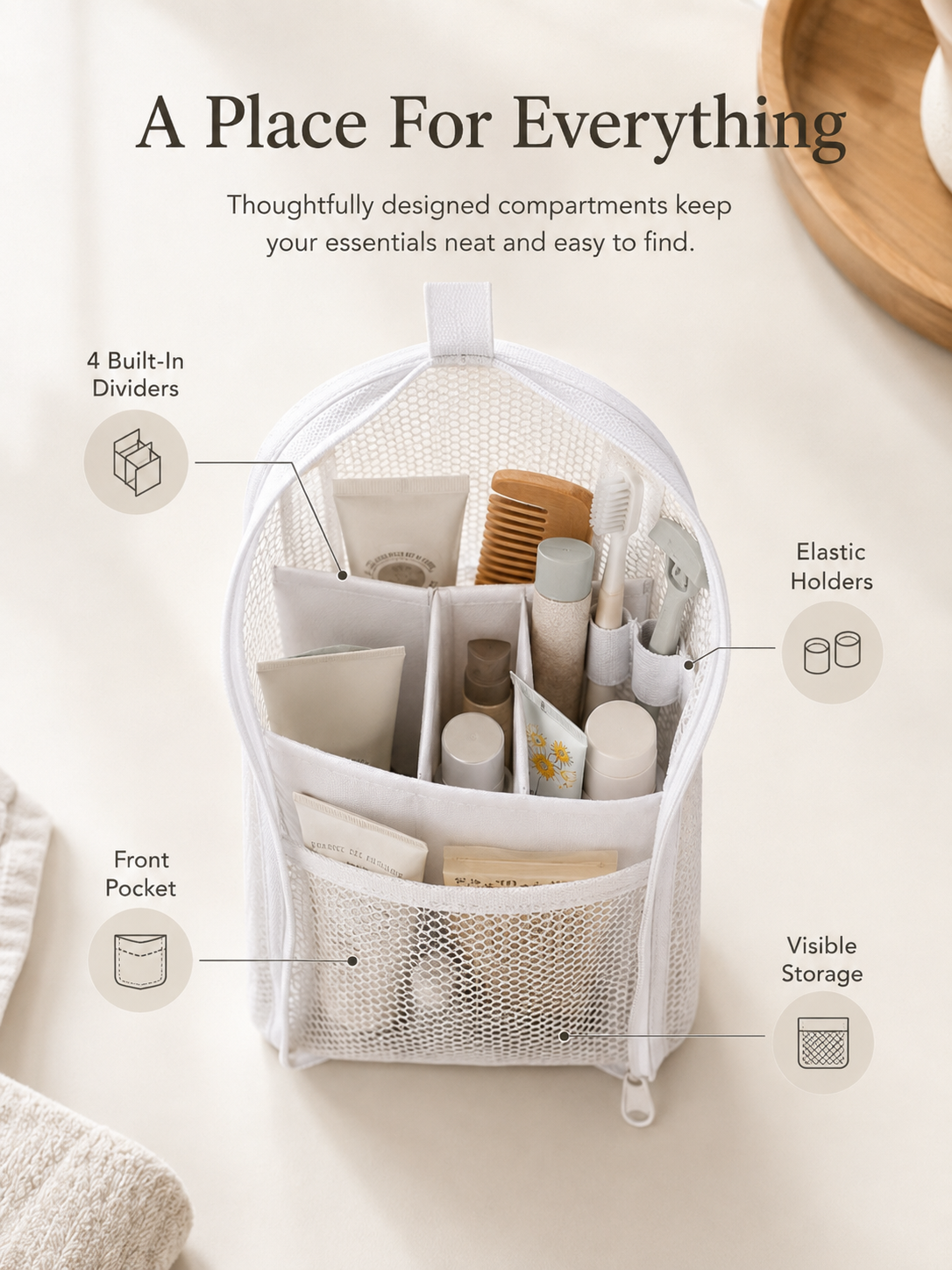 Self-Standing Travel Toiletry Pouch – Upright Organizer