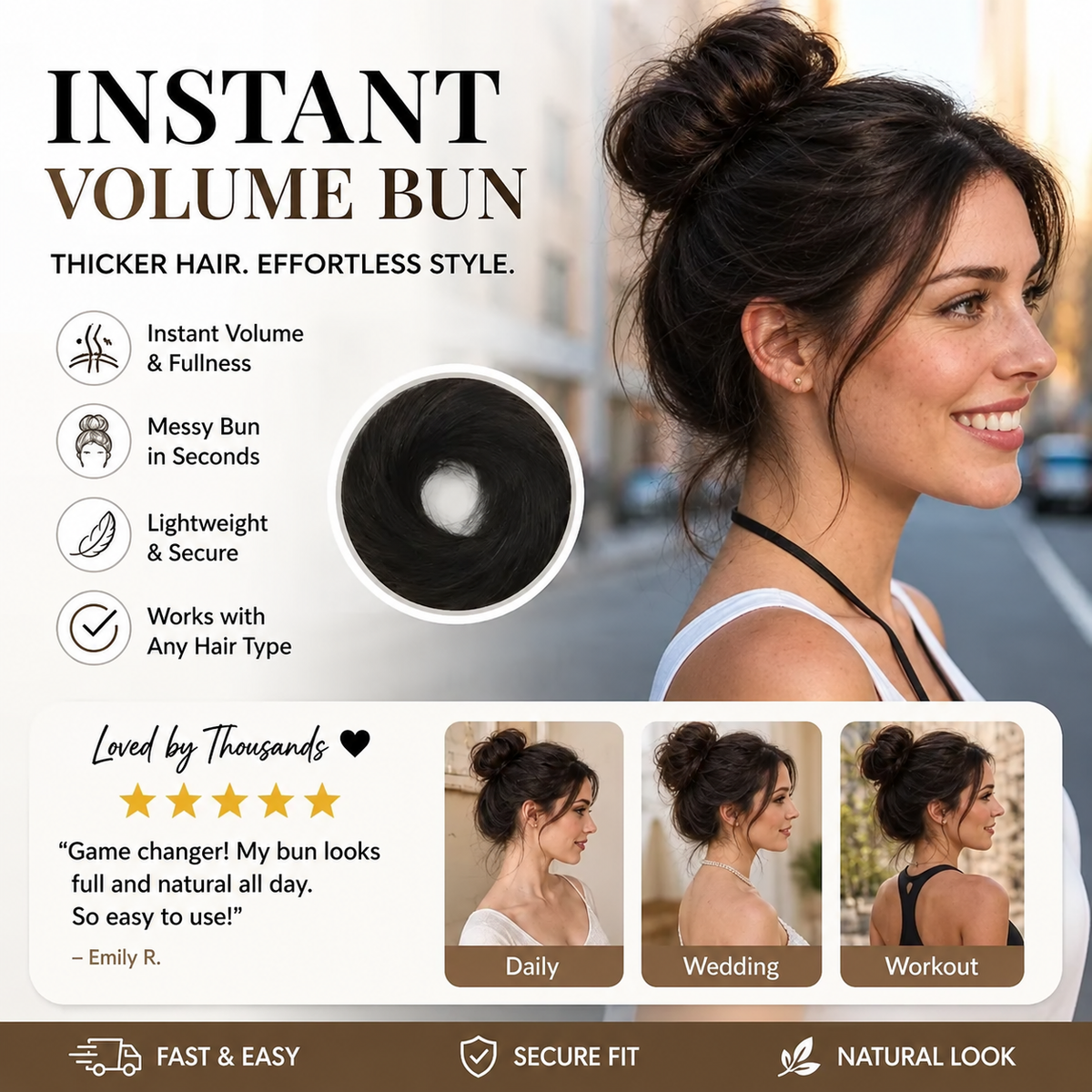 🏆🔥✨ Create a chic, effortless bun in no time at all 💖