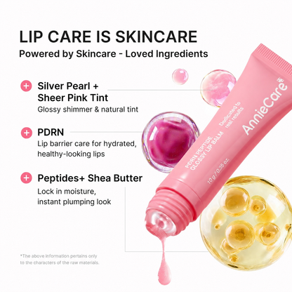 AnnieCare PDRN Peptide 2-in-1 Lip Balm + Gloss – Hydrating, Plumping & High-Shine