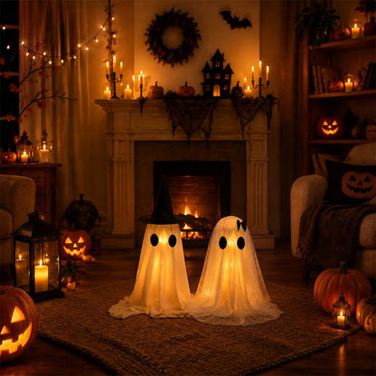 👻 2-Pack 18.7" Light-Up Halloween Ghosts – Adjustable LED Spooky Yard & Home Decor 🎃