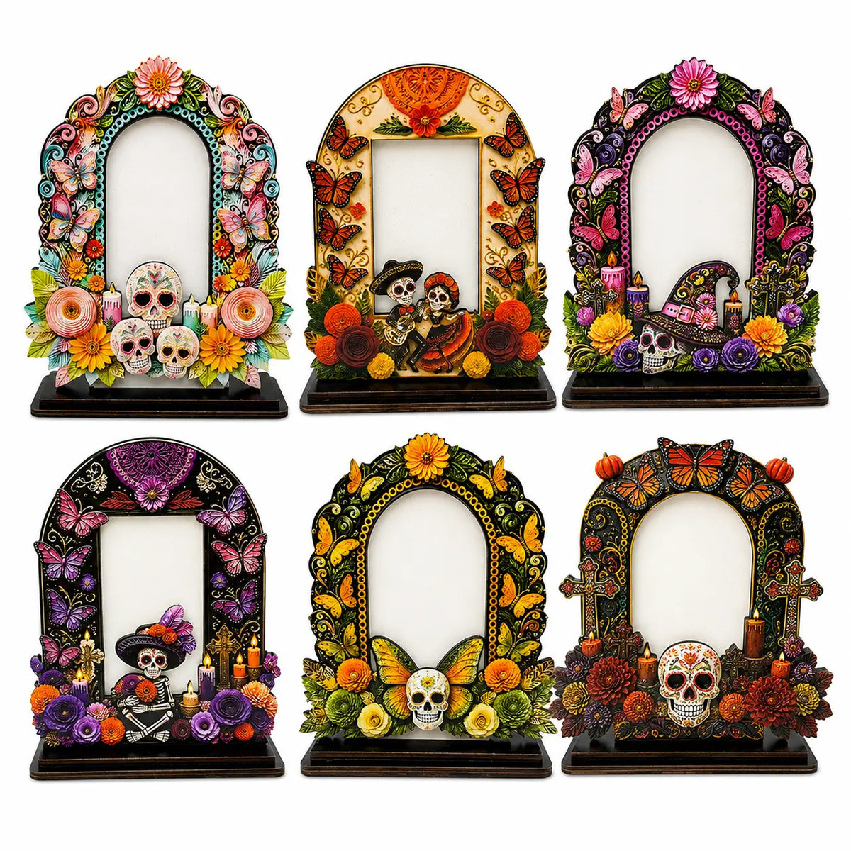 Day of the Dead Memorial Picture Frame – Colorful Wooden Remembrance Décor