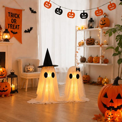 👻 2-Pack 18.7" Light-Up Halloween Ghosts – Adjustable LED Spooky Yard & Home Decor 🎃