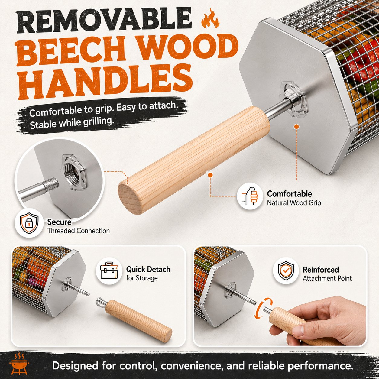 🍢 Rolling Grill Baskets | No More Burnt Veggies—Grill Perfectly Every Time! 🔥