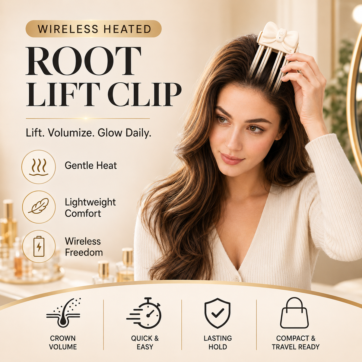 📢📢50% OFF !! ⏰Wireless Heated Volumizing Root Lift Clip - Salon Crown Volume Styling Tool for Fine Flat Hair