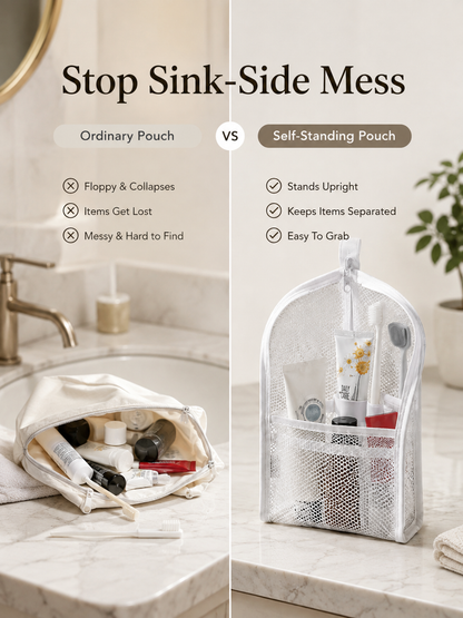 Self-Standing Travel Toiletry Pouch – Upright Organizer