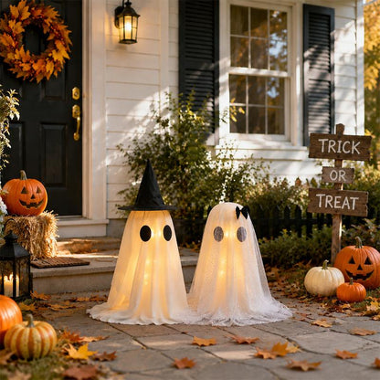 👻 2-Pack 18.7" Light-Up Halloween Ghosts – Adjustable LED Spooky Yard & Home Decor 🎃