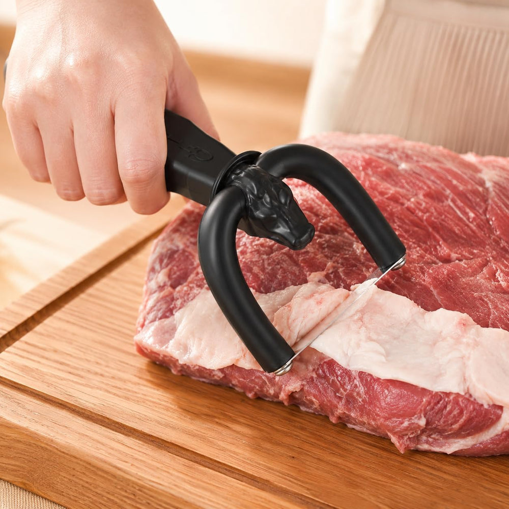 Ochrelix handheld meat cutter trimming fat from beef