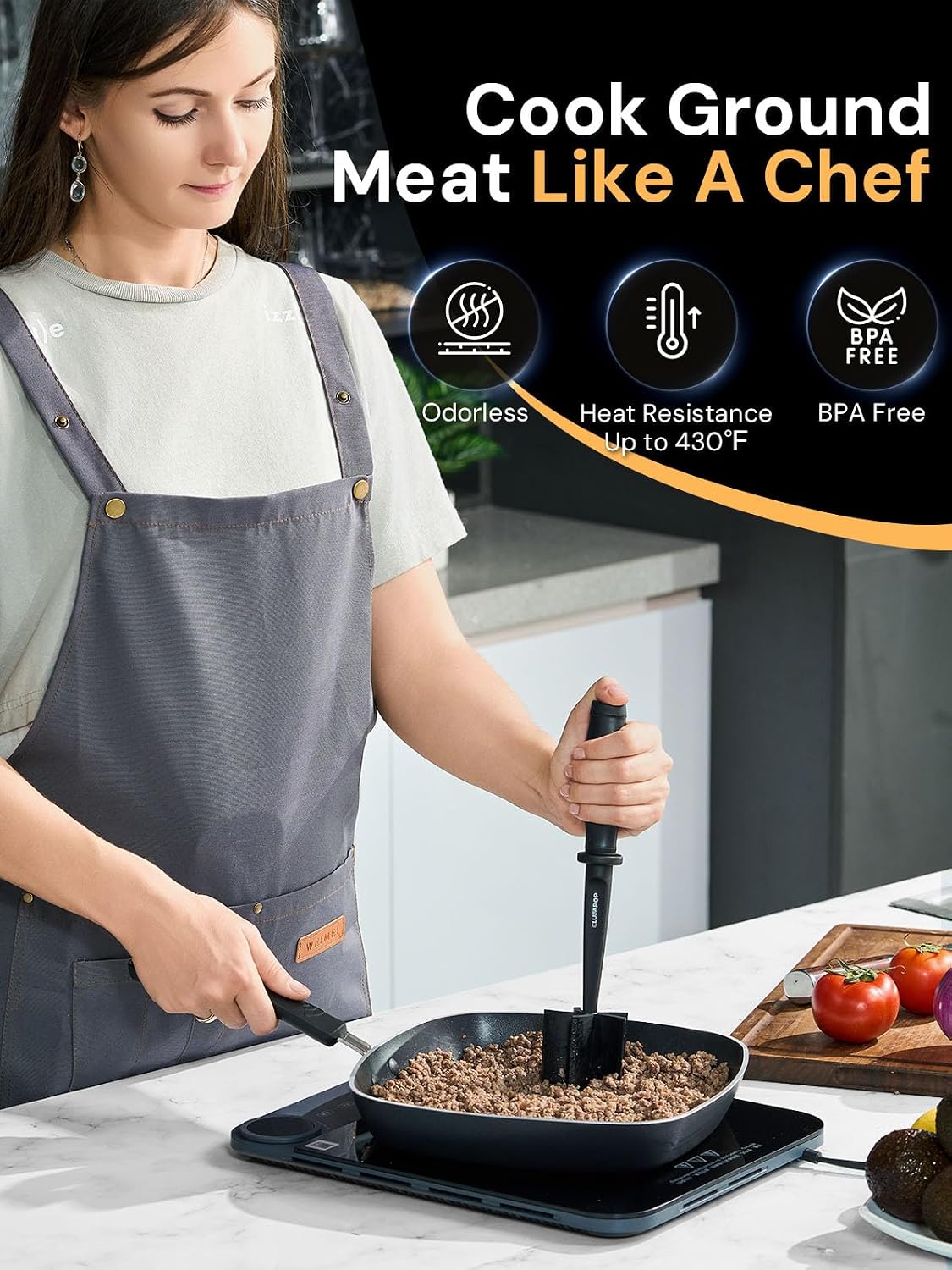 Meat chopper in use