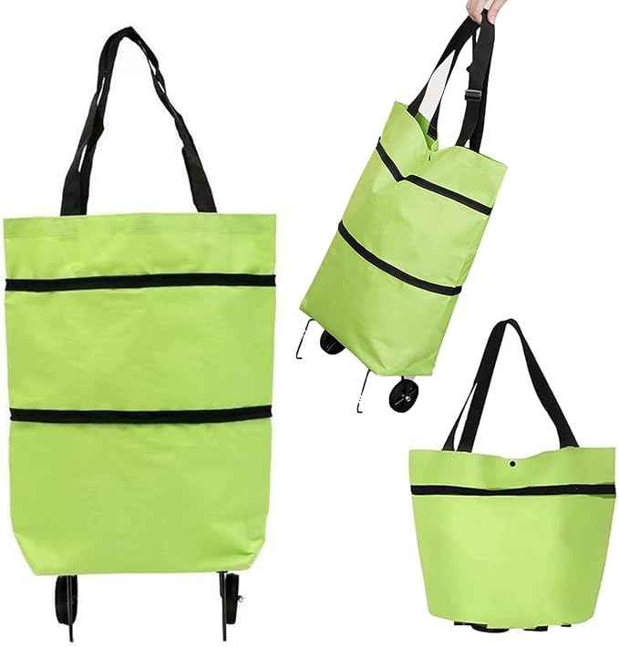 🌱✨ Limited Time 46% OFF | 🛒 2-in-1 Collapsible Rolling Shopping Bag