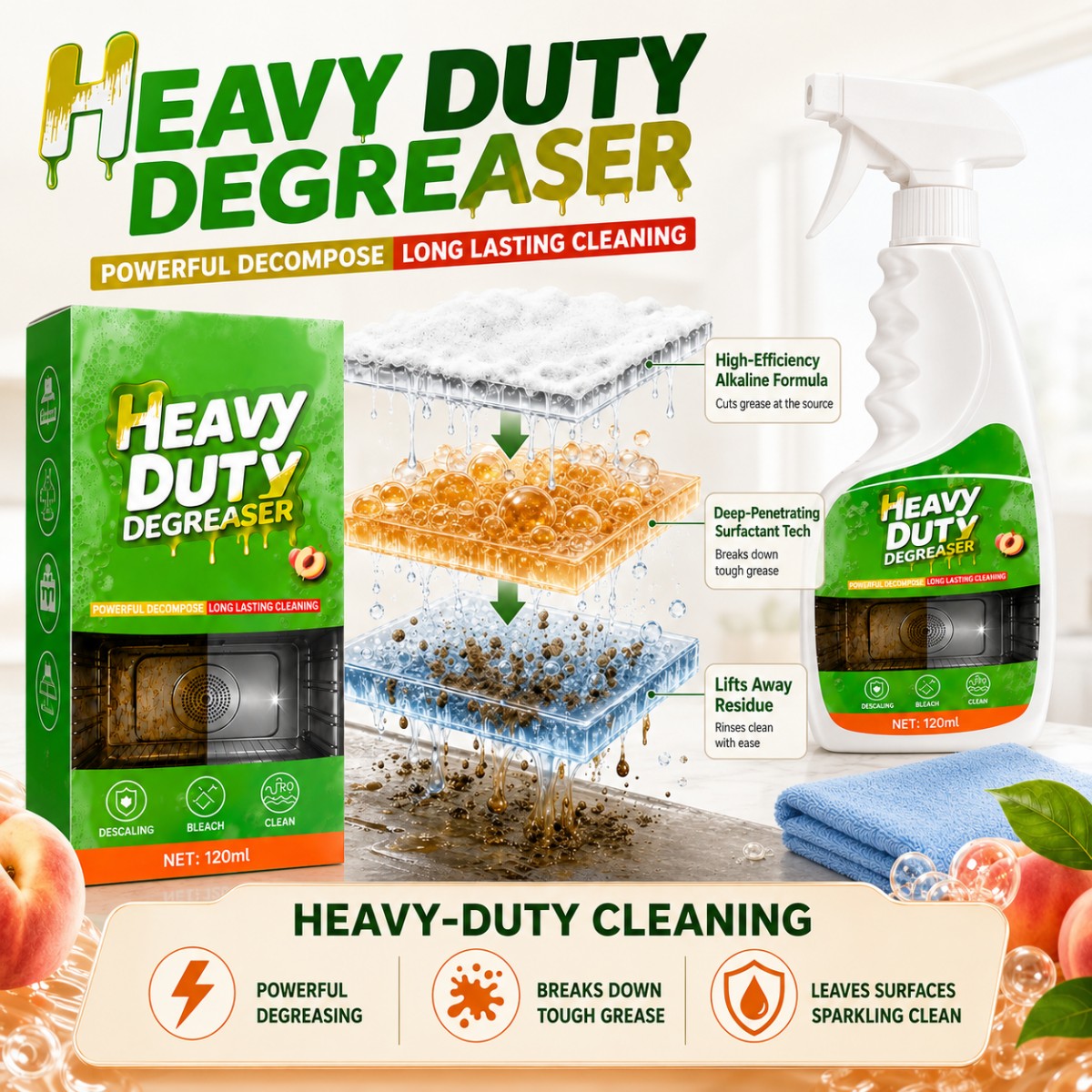 🧽 Heavy-Duty Grease Cleaning Spray – Cut Through Tough Grease Without Endless Scrubbing