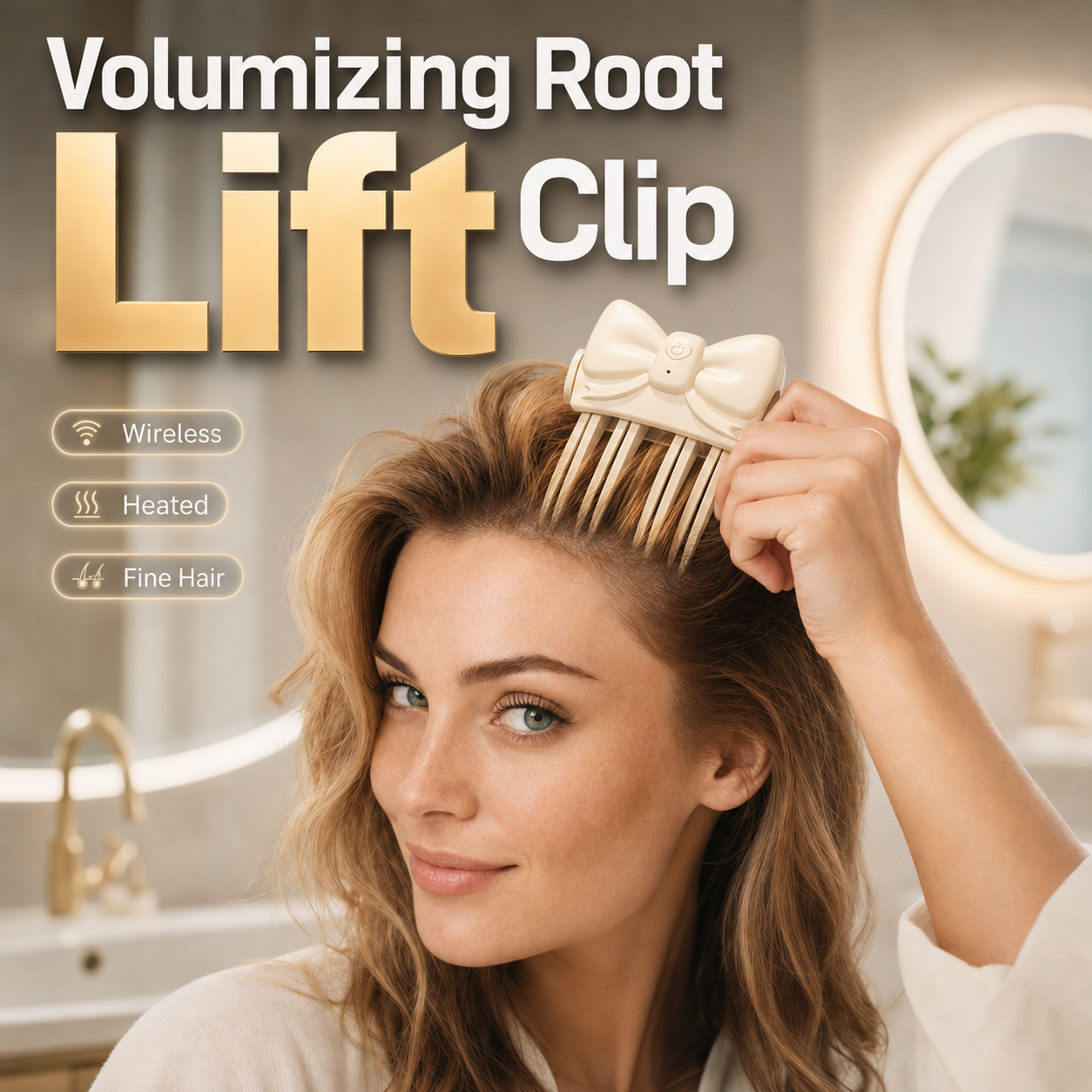📢📢50% OFF !! ⏰Wireless Heated Volumizing Root Lift Clip - Salon Crown Volume Styling Tool for Fine Flat Hair