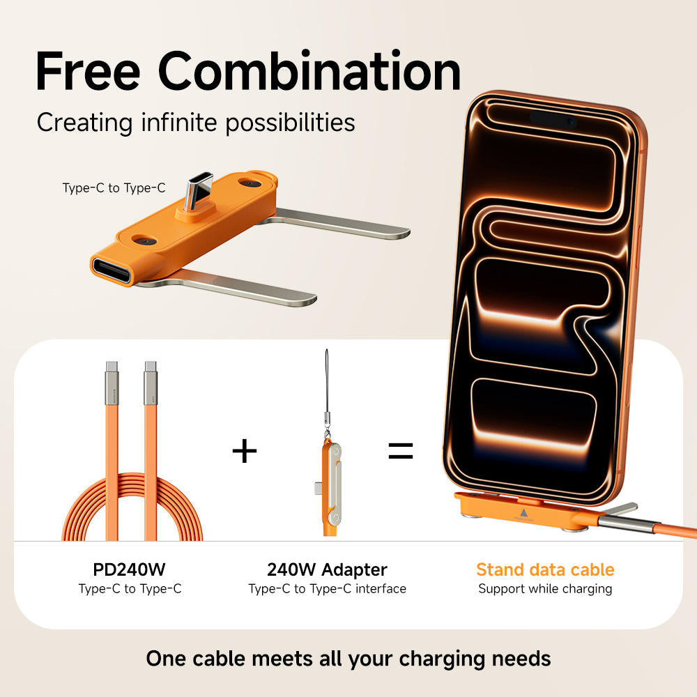 Charge Faster, Hold Smarter — 240W USB-C Cable + Built-In Phone Stand⚡