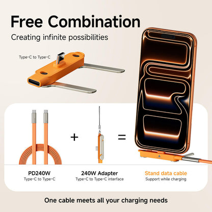 Charge Faster, Hold Smarter — 240W USB-C Cable + Built-In Phone Stand⚡