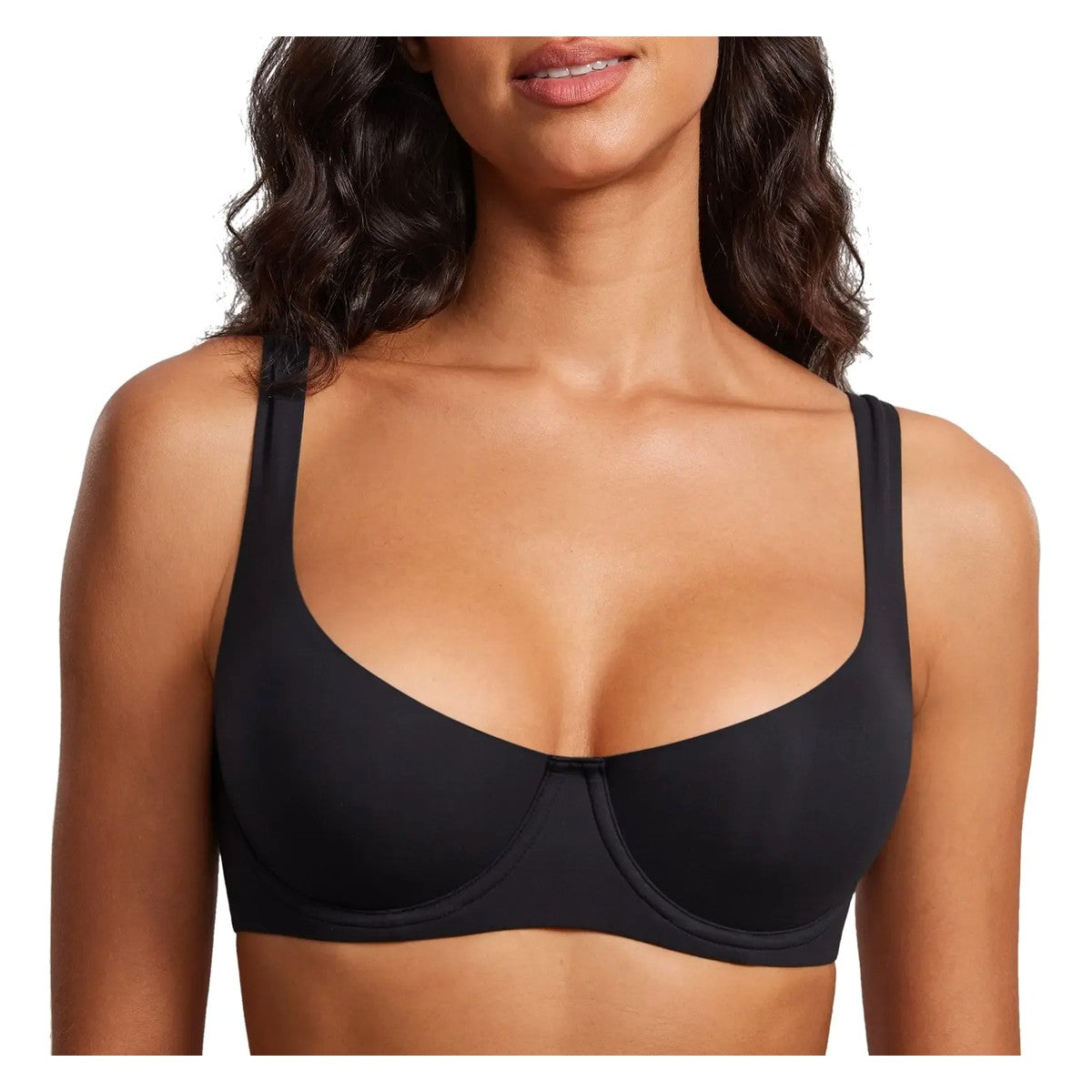 ⚡Flash Sale 👍 Unlined Balconette Bra Underwired Double Layer Cup Adjustable Straps Soft Stretchy Invisible Under Low Cut Tops