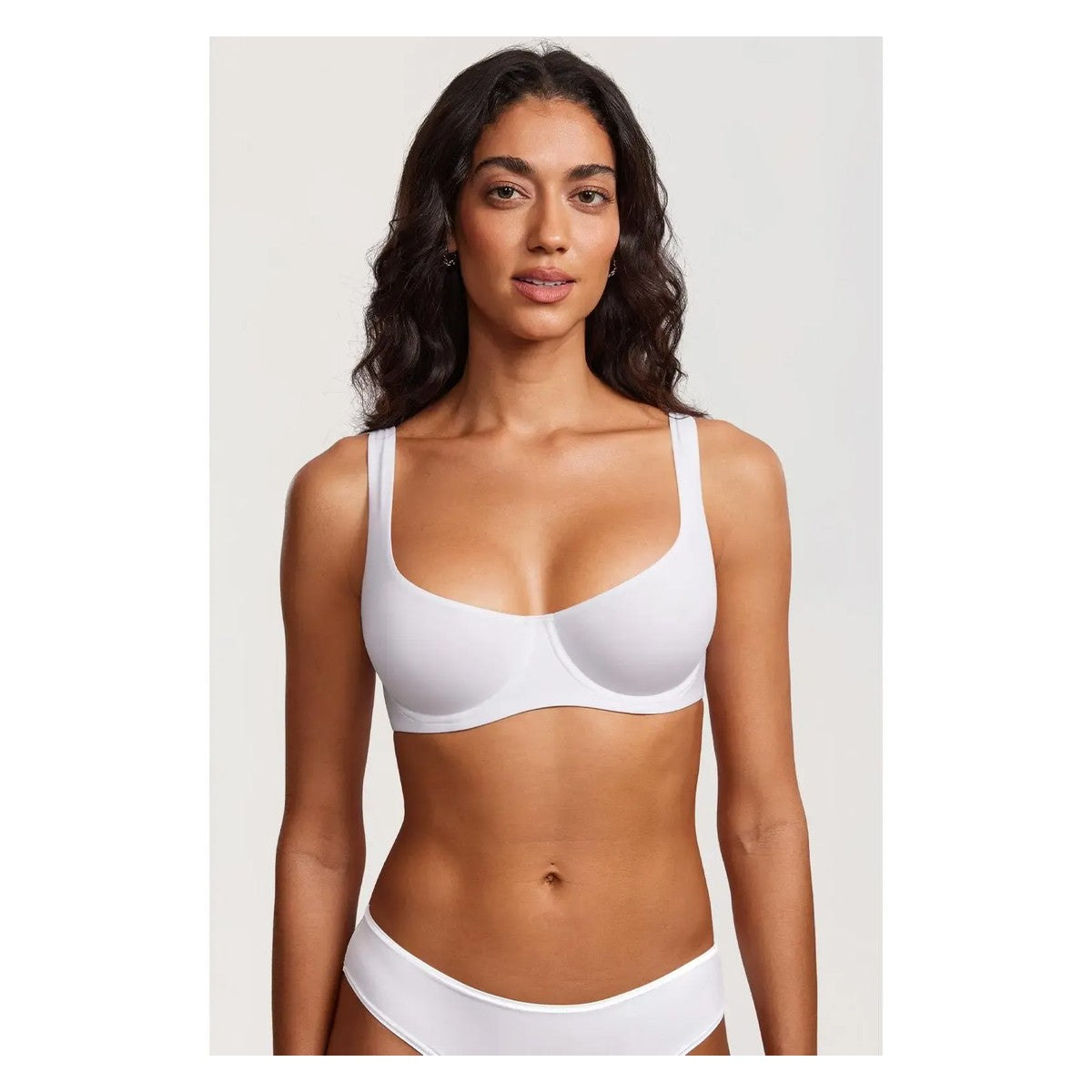 ⚡Flash Sale 👍 Unlined Balconette Bra Underwired Double Layer Cup Adjustable Straps Soft Stretchy Invisible Under Low Cut Tops
