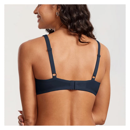 ⚡Flash Sale 👍 Unlined Balconette Bra Underwired Double Layer Cup Adjustable Straps Soft Stretchy Invisible Under Low Cut Tops