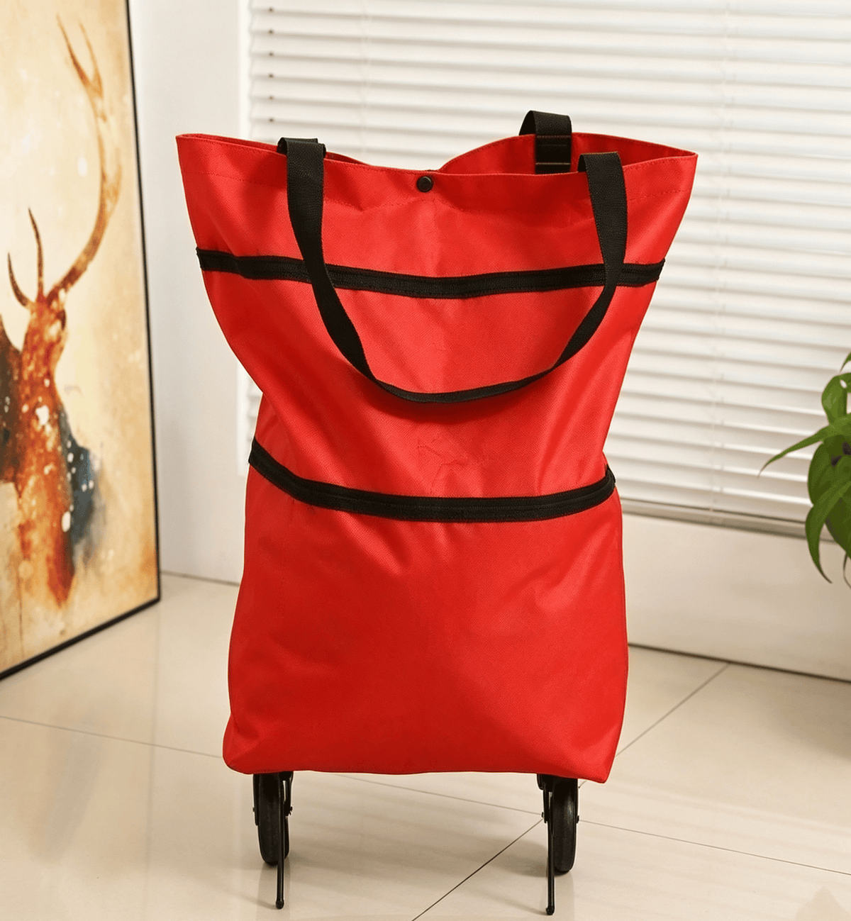 🌱✨ Limited Time 46% OFF | 🛒 2-in-1 Collapsible Rolling Shopping Bag