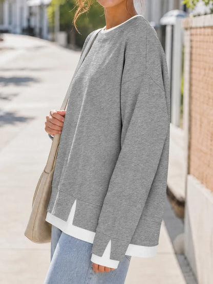 Women's Oversized Layered-Look Crewneck Sweatshirt - product image 4