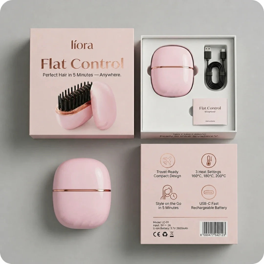 Líora Flat Control™ – Portable Cordless Hair Straightening Brush