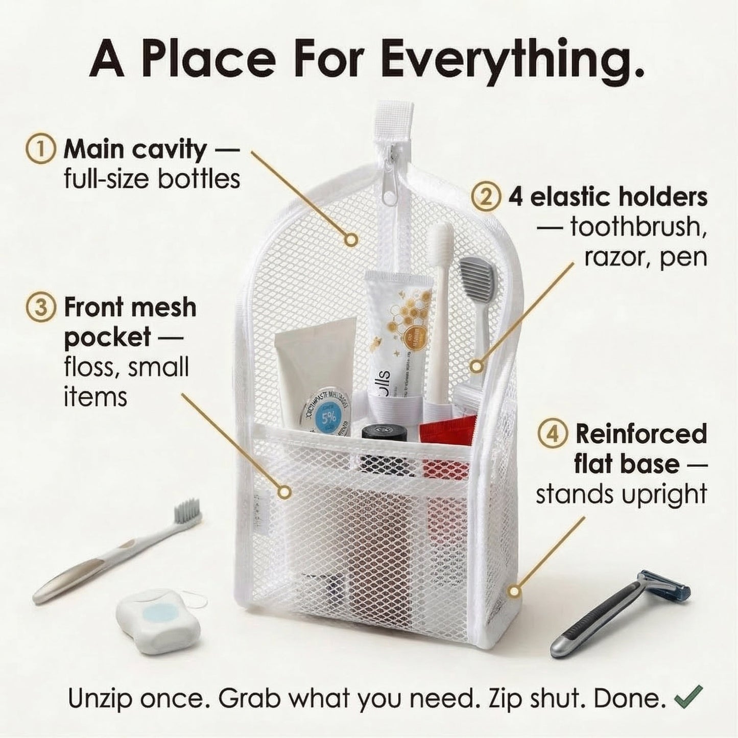 Self-Standing Travel Toiletry Pouch – Upright Organizer