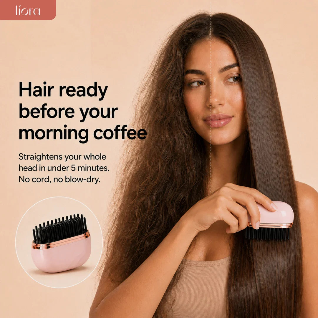 Líora Flat Control™ – Portable Cordless Hair Straightening Brush