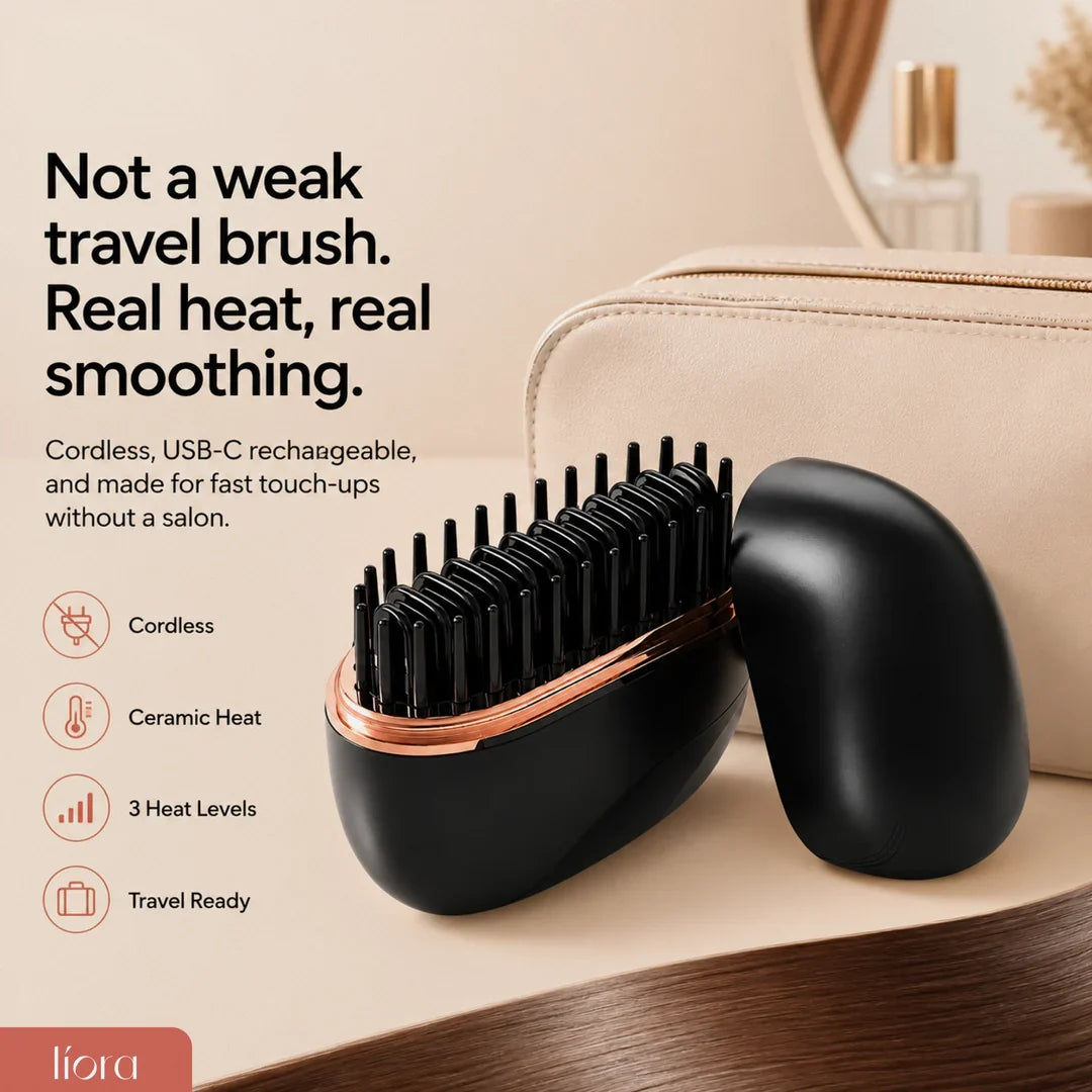 Líora Flat Control™ – Portable Cordless Hair Straightening Brush