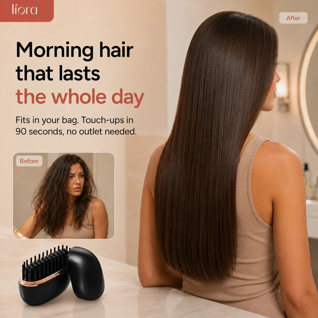 Líora Flat Control™ – Portable Cordless Hair Straightening Brush