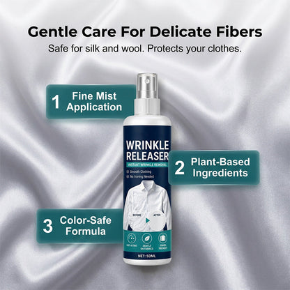 Instant wrinkle release – no iron, travel-ready, static-free & fresh