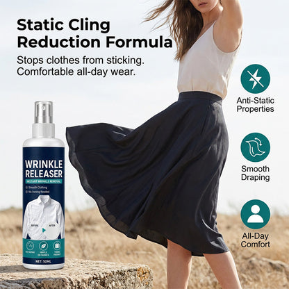 Instant wrinkle release – no iron, travel-ready, static-free & fresh